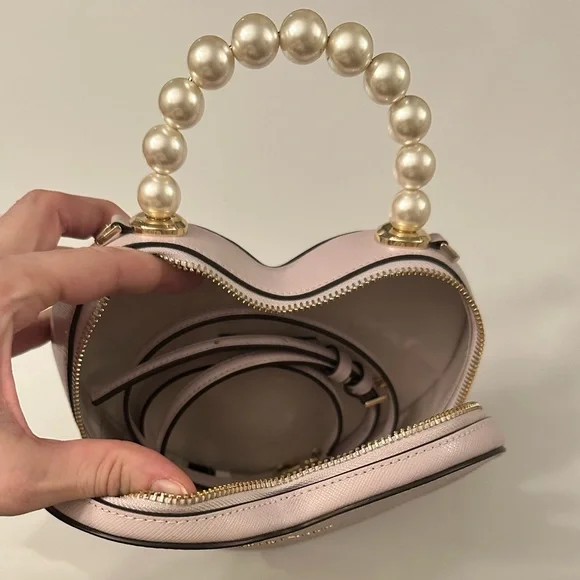 🎉 3X HP 🎉 Kate Spade Love Shack Lilac Purple Heart Bag with Faux Pearl Handle - Picture 4 of 6